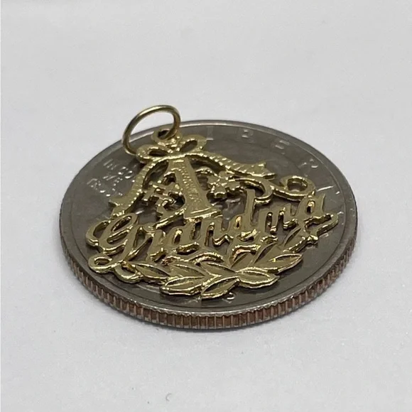 Number One '#1' Grandma 14K Yellow Gold Filigree Pendant